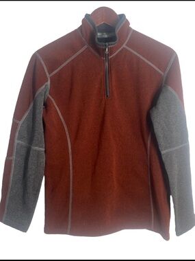 Kuhl Sweater Boy L 14-16 Burgundy 1/4 Zip Kashmira Lightweight Outdoors Hiking